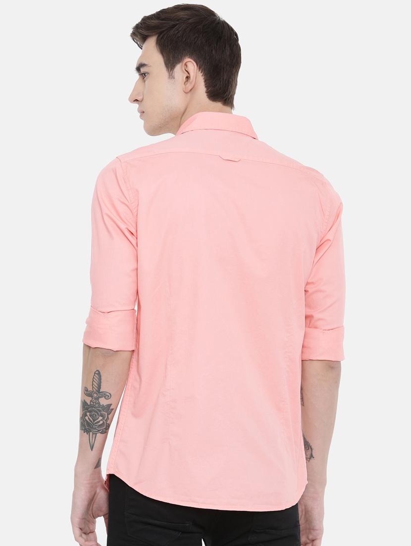 peach solid casual shirt - 17076469 - Zoom Image - 3