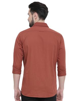 brown solid casual shirt - 17076470 - Standard Image - 3