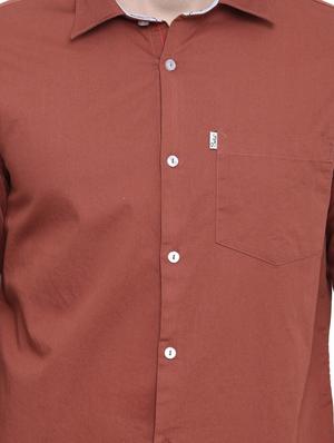 brown solid casual shirt - 17076470 - Standard Image - 5