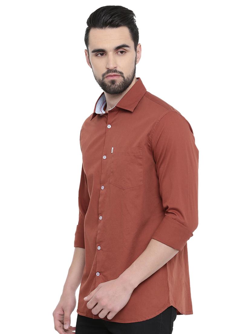 brown solid casual shirt - 17076470 - Zoom Image - 2