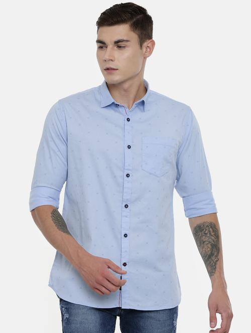 blue printed casual shirt - 17076474 - Standard Image - 1