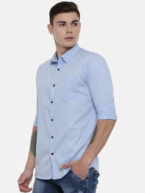 blue printed casual shirt - 17076474 - Standard Image - 2