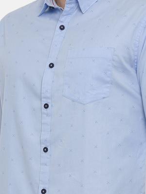 blue printed casual shirt - 17076474 - Standard Image - 5