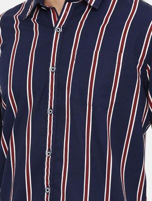 navy blue striped casual shirt - 17076477 - Standard Image - 5
