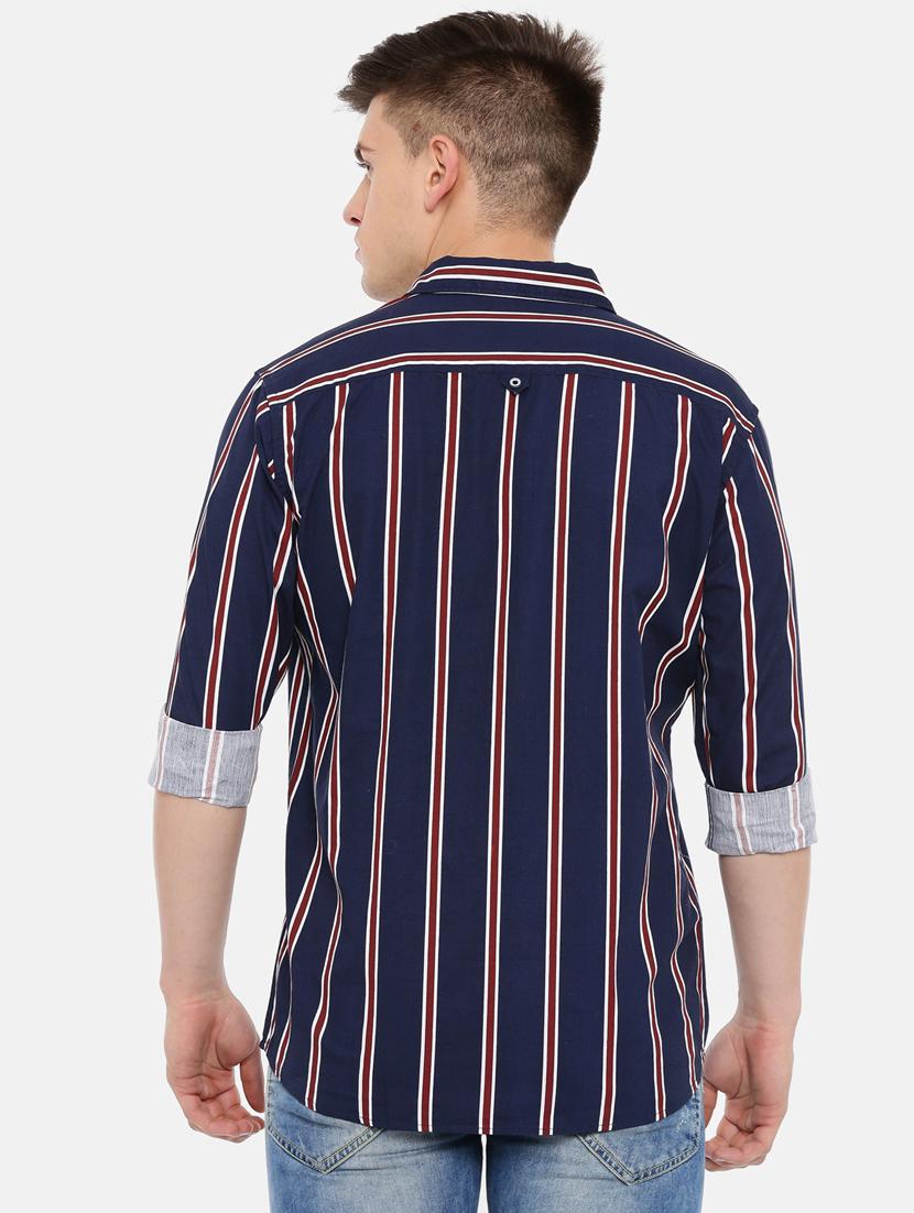 navy blue striped casual shirt - 17076477 - Zoom Image - 3