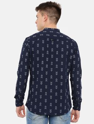 navy blue printed casual shirt - 17076483 - Standard Image - 3