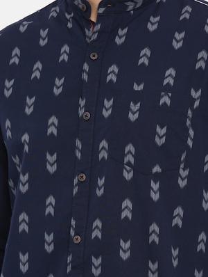 navy blue printed casual shirt - 17076483 - Standard Image - 5
