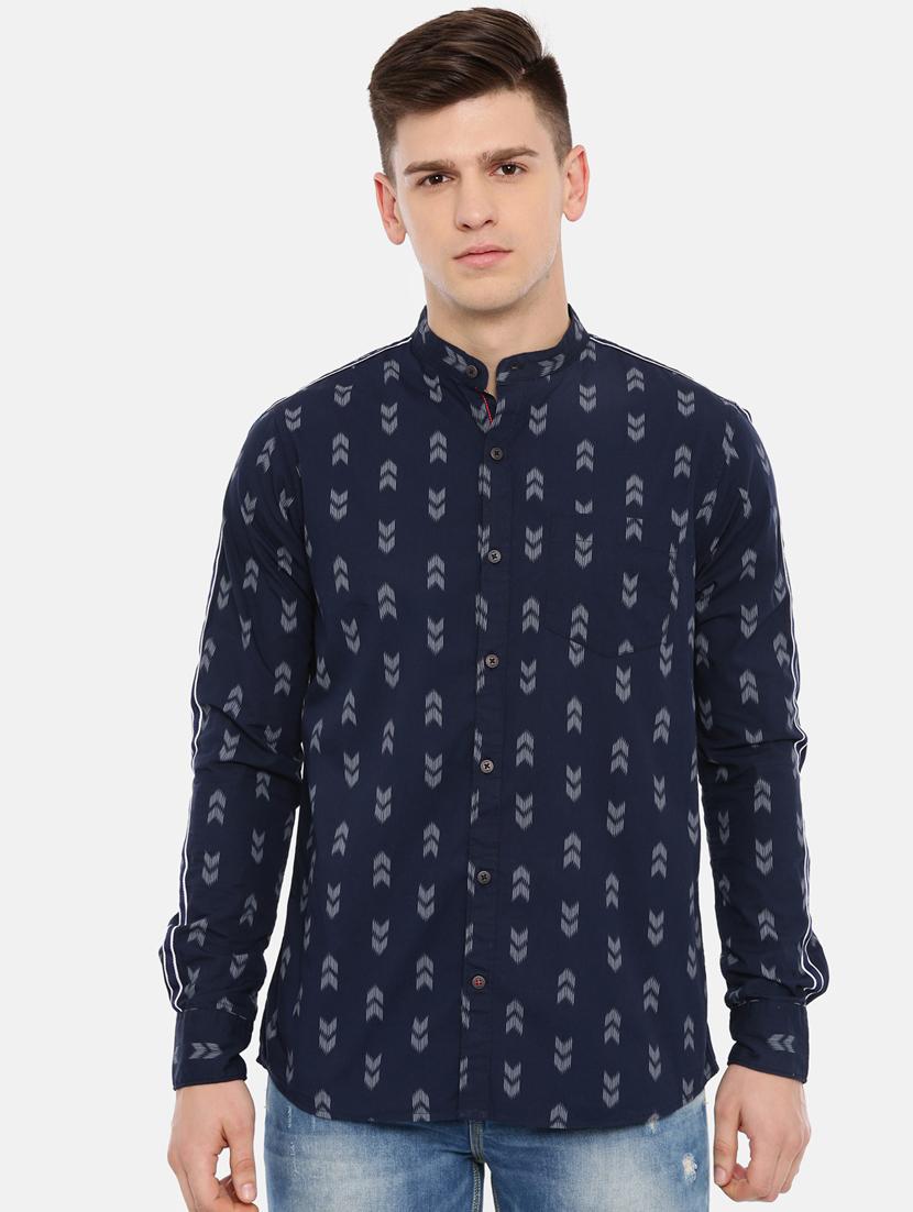 navy blue printed casual shirt - 17076483 - Zoom Image - 1