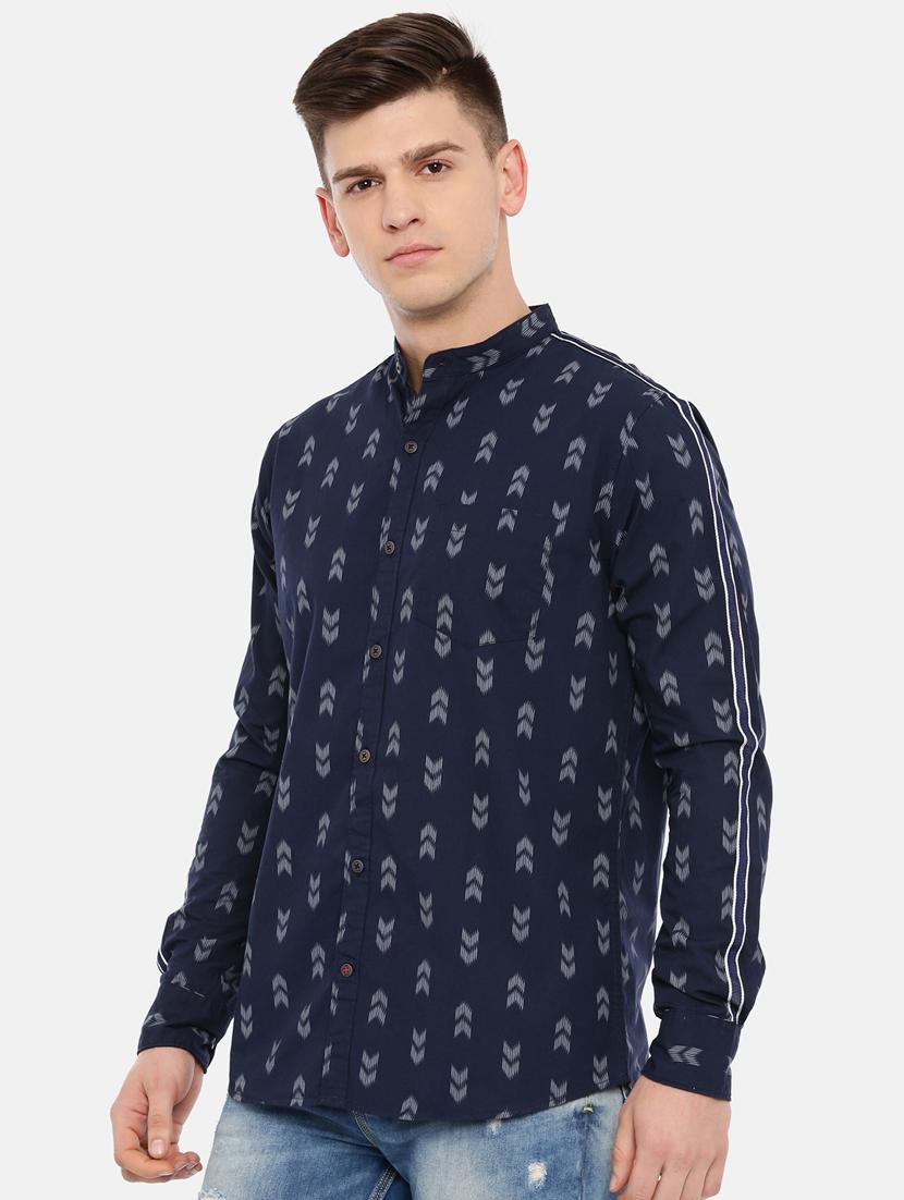 navy blue printed casual shirt - 17076483 - Zoom Image - 2