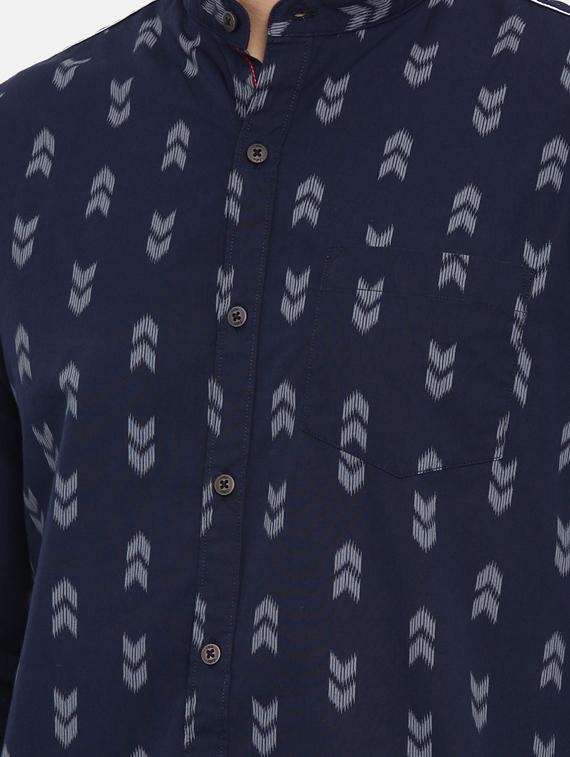 navy blue printed casual shirt - 17076483 - Zoom Image - 5