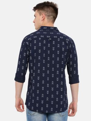 navy blue printed casual shirt - 17076485 - Standard Image - 4