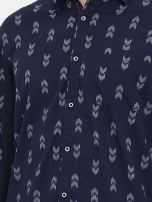 navy blue printed casual shirt - 17076485 - Standard Image - 5