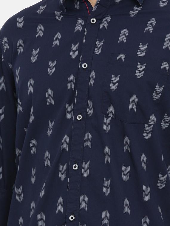 navy blue printed casual shirt - 17076485 - Zoom Image - 5