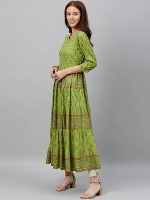 printed flared kurta - 17076633 - Standard Image - 3