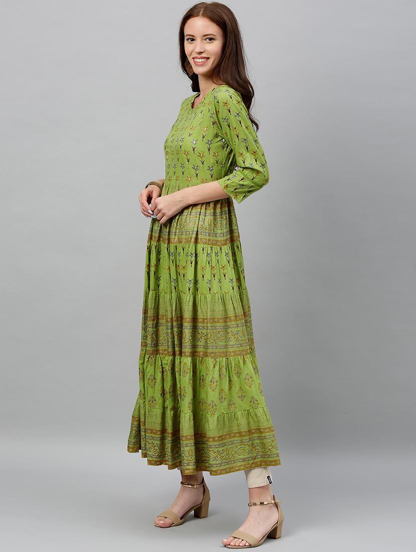 printed flared kurta - 17076633 - Zoom Image - 3