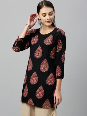 printed straight kurti - 17076641 - Standard Image - 2