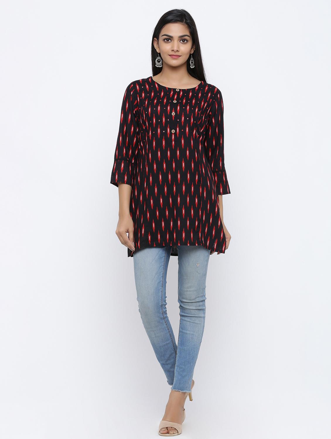 ikat straight kurti - 17076644 - Zoom Image - 4