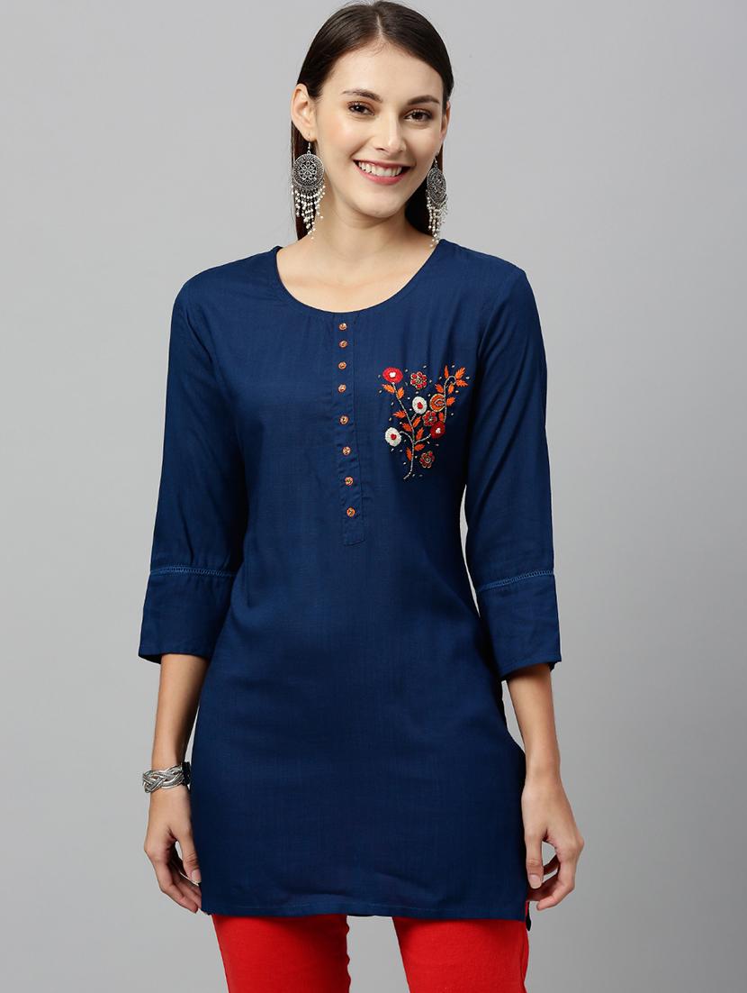 embroidered straight kurti - 17076647 - Zoom Image - 1