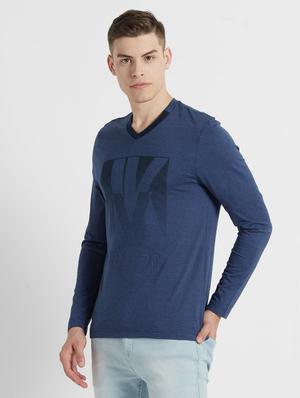 blue typographic chest print t-shirt - 17077551 - Standard Image - 2