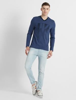 blue typographic chest print t-shirt - 17077551 - Standard Image - 4