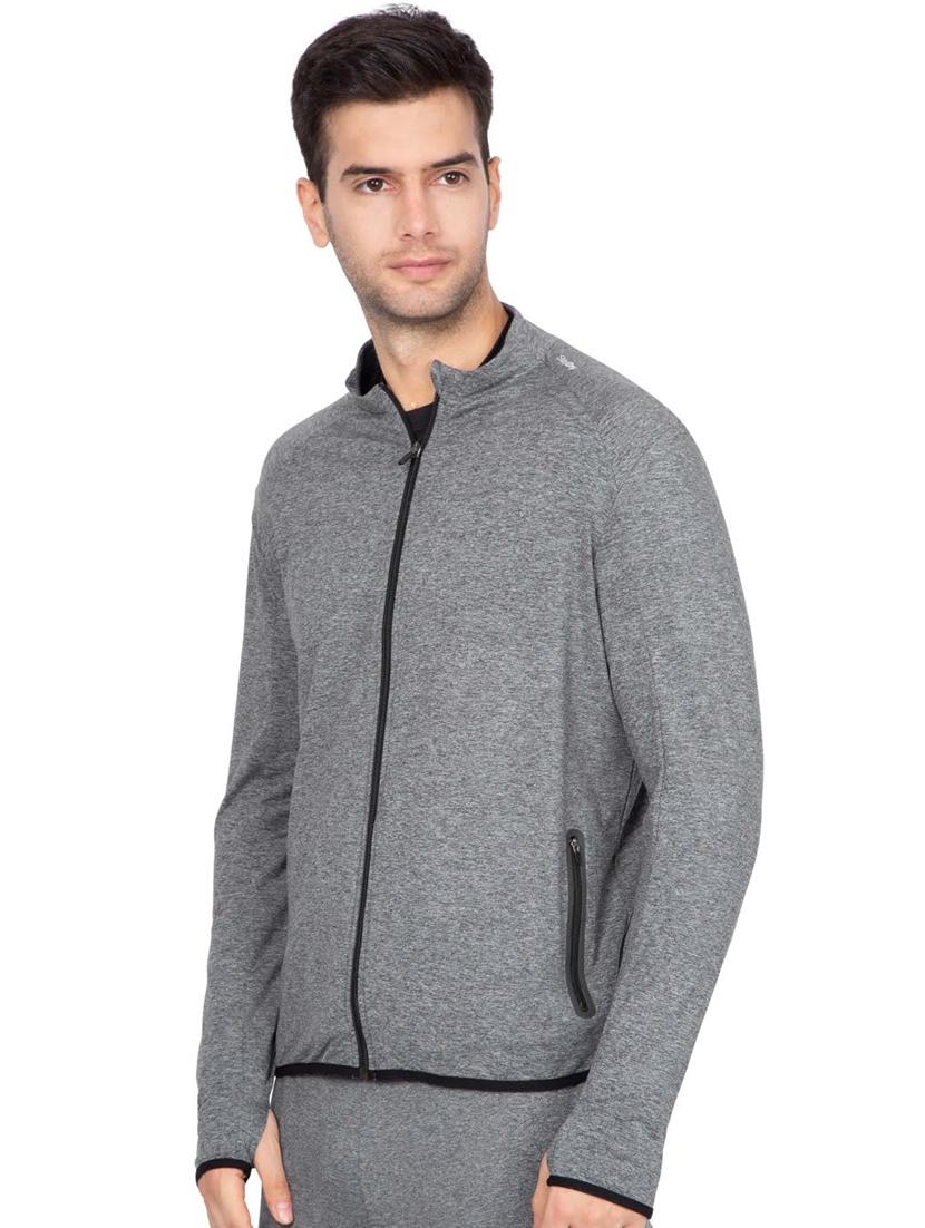 grey solid casual jacket - 17077559 - Zoom Image - 2