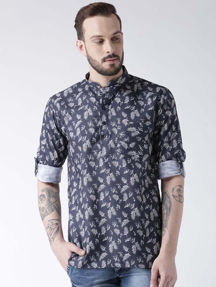 blue cotton short kurta - 17078088 - Zoom Image - 1