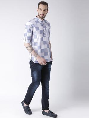 blue cotton short kurta - 17078099 - Standard Image - 4