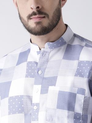 blue cotton short kurta - 17078099 - Standard Image - 5