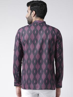 purple cotton short kurta - 17078100 - Standard Image - 3