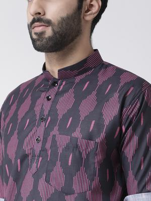 purple cotton short kurta - 17078100 - Standard Image - 5