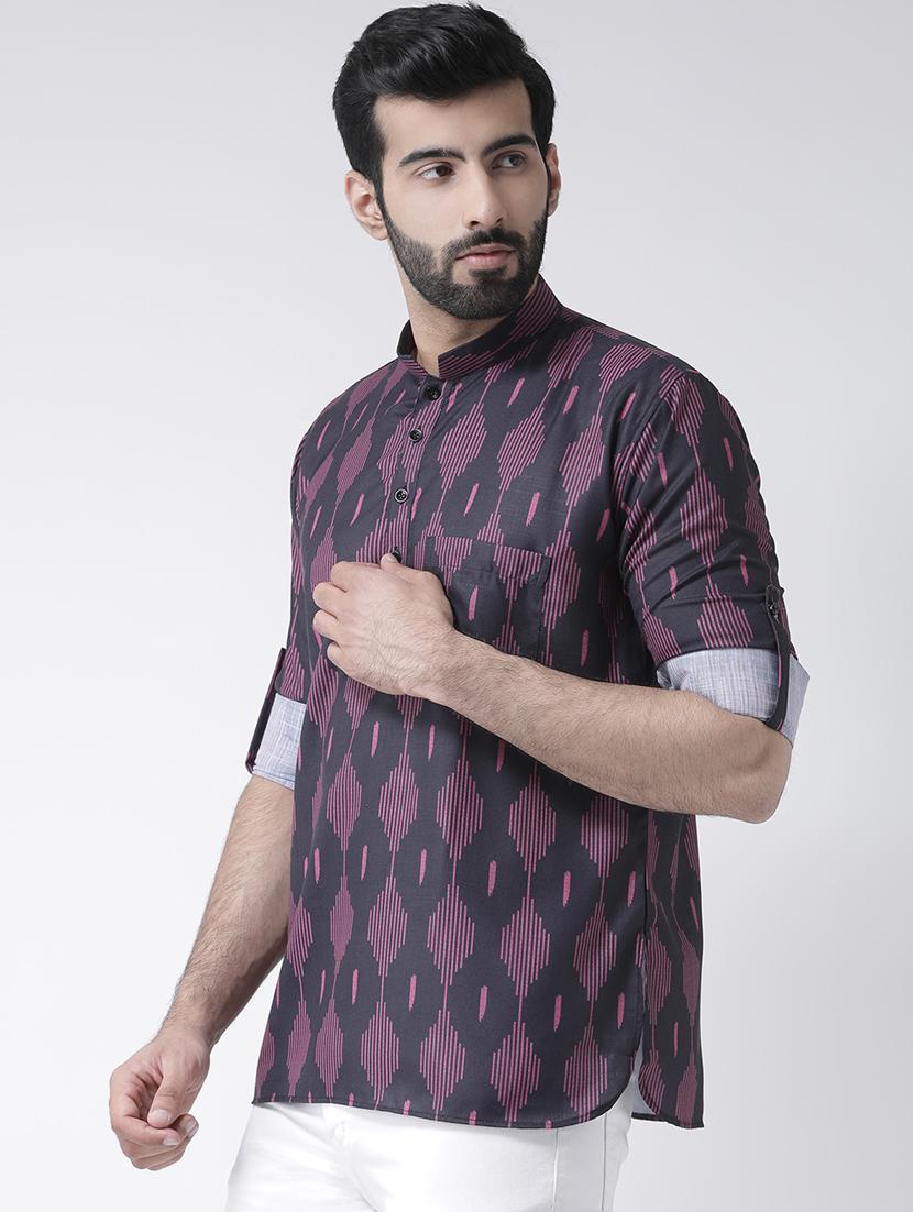 purple cotton short kurta - 17078100 - Zoom Image - 2