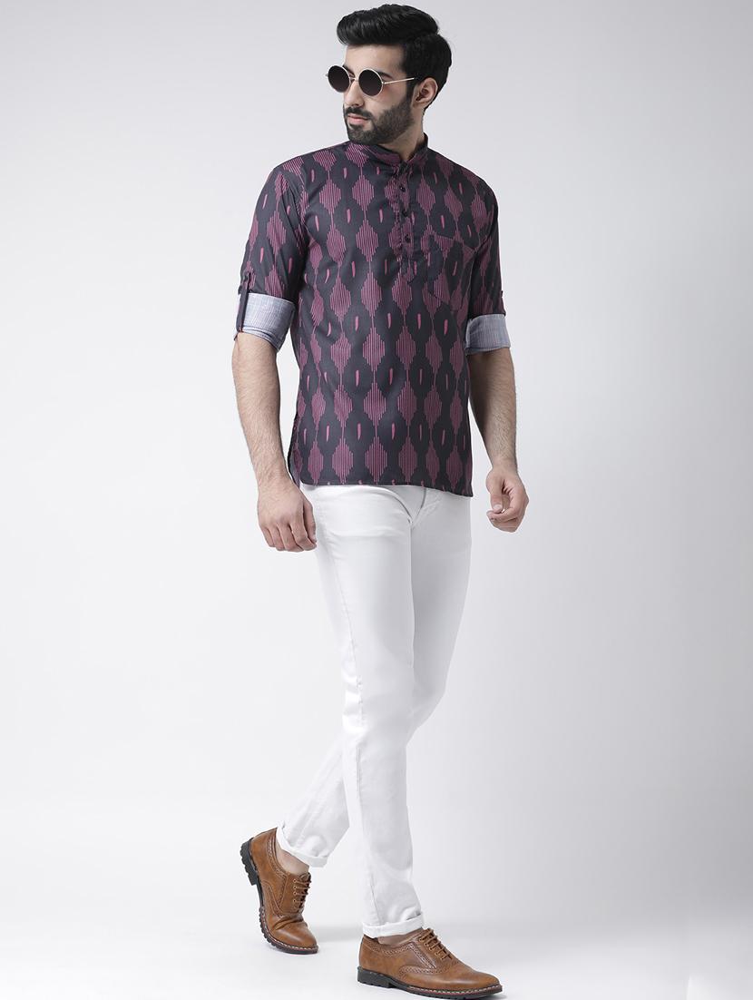 purple cotton short kurta - 17078100 - Zoom Image - 4