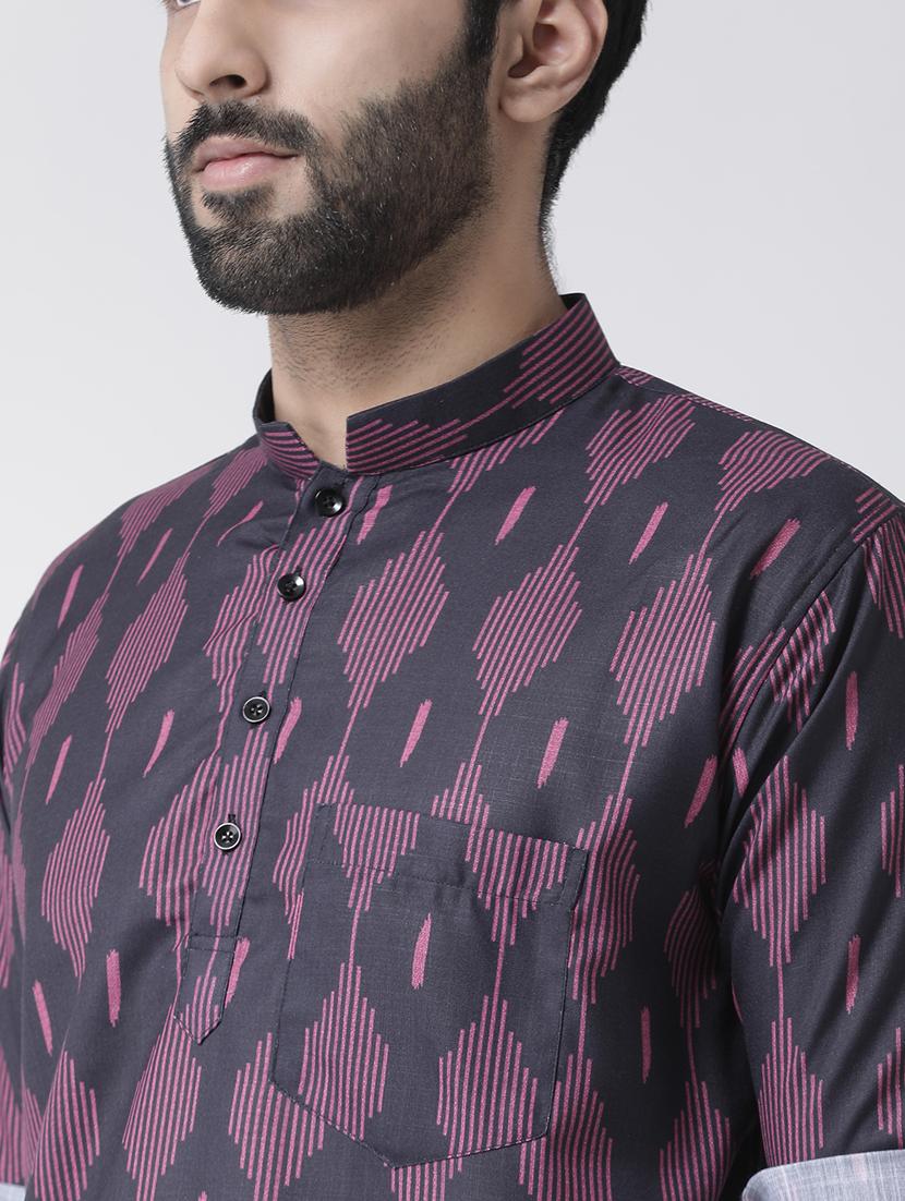 purple cotton short kurta - 17078100 - Zoom Image - 5