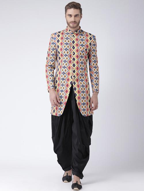 multi colored silk blend sherwani ethnic wear set - 17078166 - Very Small Image - 1