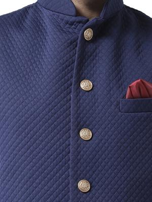 navy blue polyester nehru jacket - 17078213 - Standard Image - 5
