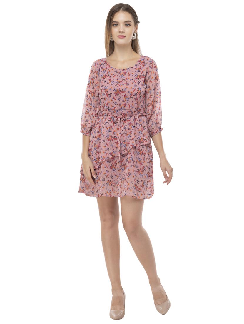 tie front floral a-line dress - 17078373 - Zoom Image - 1