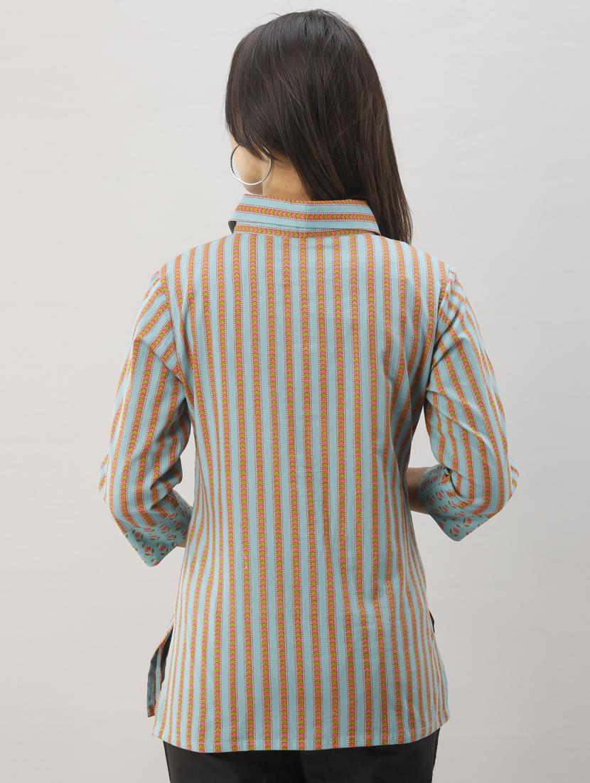 asymmetric print side slit shirt - 17078777 - Zoom Image - 3