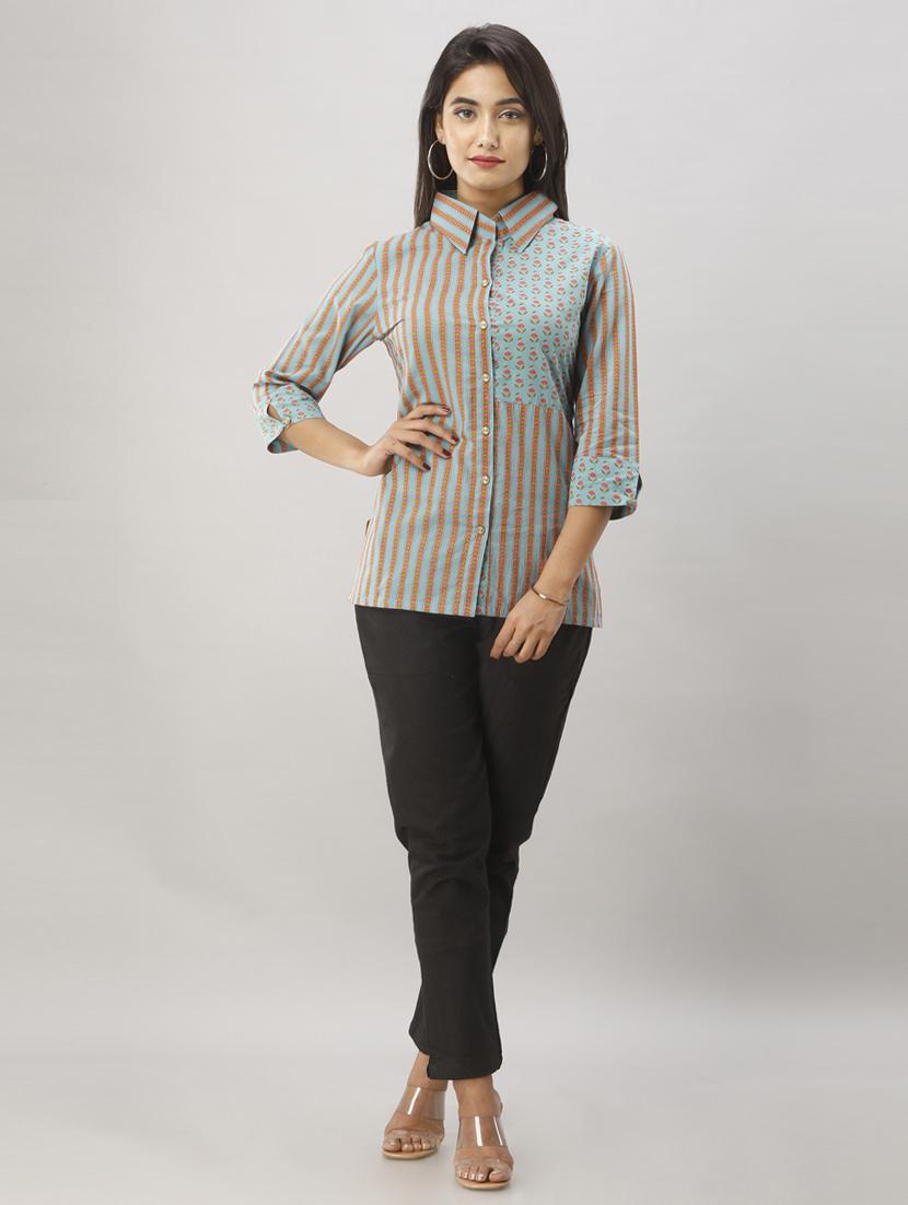 asymmetric print side slit shirt - 17078777 - Zoom Image - 4