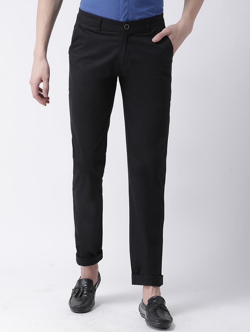 black cotton chinos casual trousers - 17078827 - Zoom Image - 1