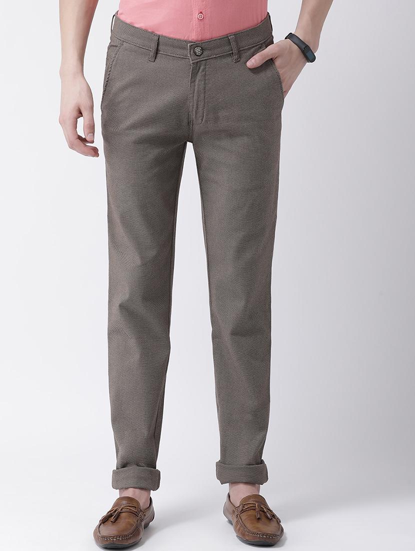 brown cotton chinos casual trousers - 17078836 - Zoom Image - 1