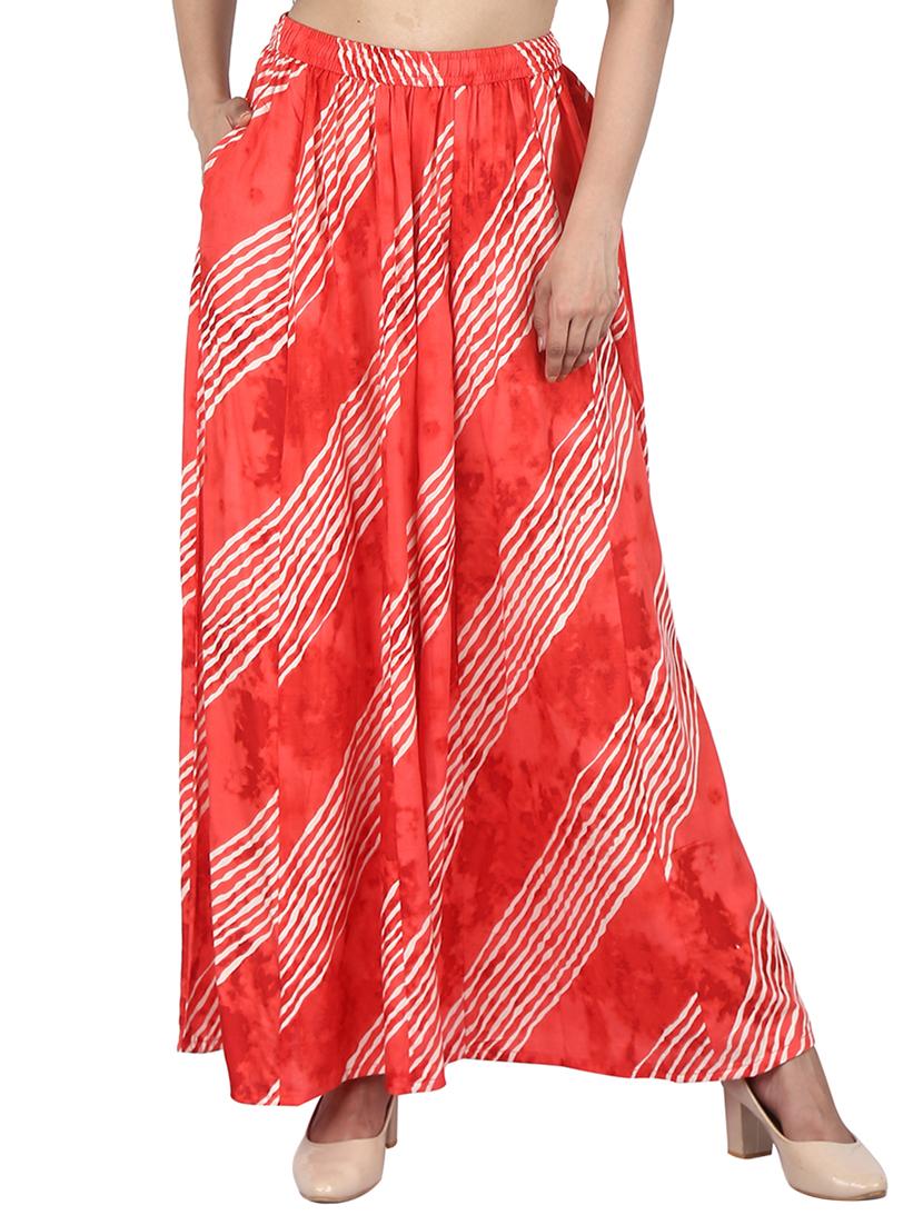 red rayon palazzos - 17079121 - Zoom Image - 1