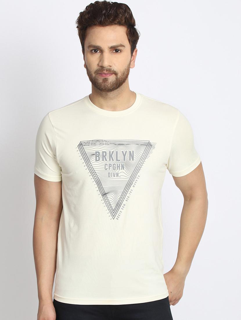 off white chest print t-shirt - 17079393 - Zoom Image - 1