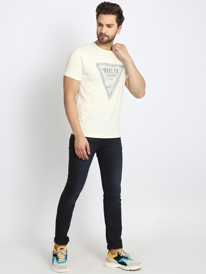 off white chest print t-shirt - 17079393 - Zoom Image - 4