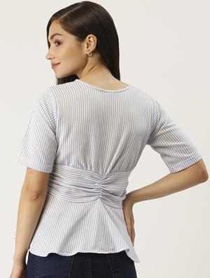 striped peplum top - 17079813 - Standard Image - 3