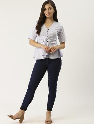 striped peplum top - 17079813 - Standard Image - 4