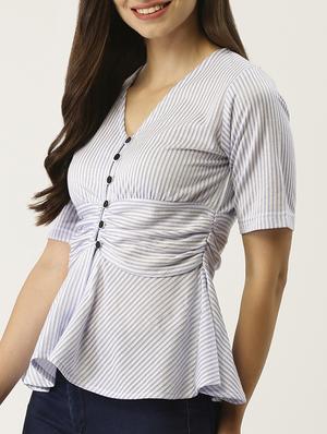 striped peplum top - 17079813 - Standard Image - 5