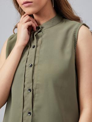 mandarin neck layered high-low top - 17080145 - Standard Image - 6