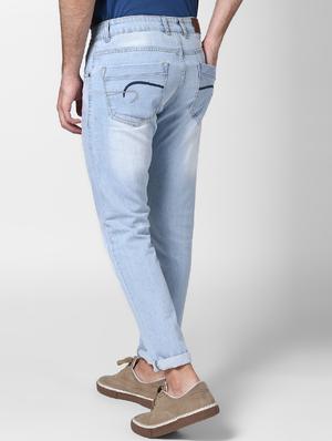 blue light washed ripped denim jeans - 17080147 - Standard Image - 3