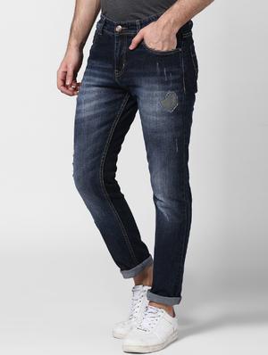 dark blue light washed ripped denim jeans - 17080148 - Standard Image - 2