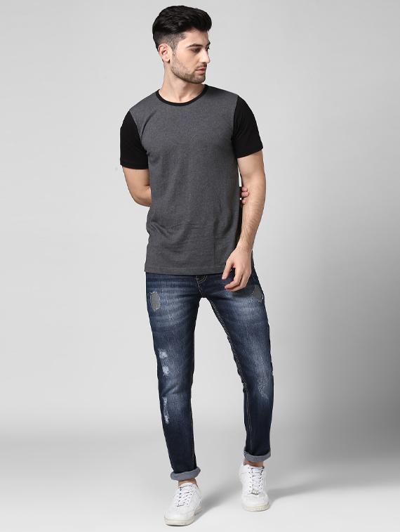dark blue light washed ripped denim jeans - 17080148 - Zoom Image - 4